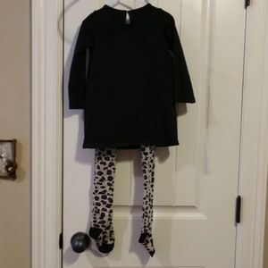 NWT MUD PIE BLACK AND GOLD TUNIC WITH LEOPARD TIGHTS SIZE 3T